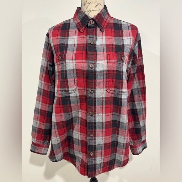 Duluth Trading Co Other - Duluth Trading Flannel Button Down Shirt Size Medium Red Plaid Long Sleeve